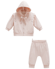 3-teiliges Baby Mädchen Set mit bestickter Kapuzenjacke
