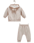 3-teiliges Baby Mädchen Set mit bestickter Kapuzenjacke