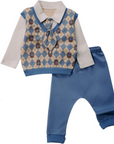 3-teiliges Baby Outfit mit Kravatte aus Bio-Baumwolle