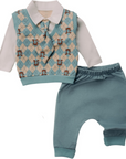 3-teiliges Baby Outfit mit Kravatte aus Bio-Baumwolle
