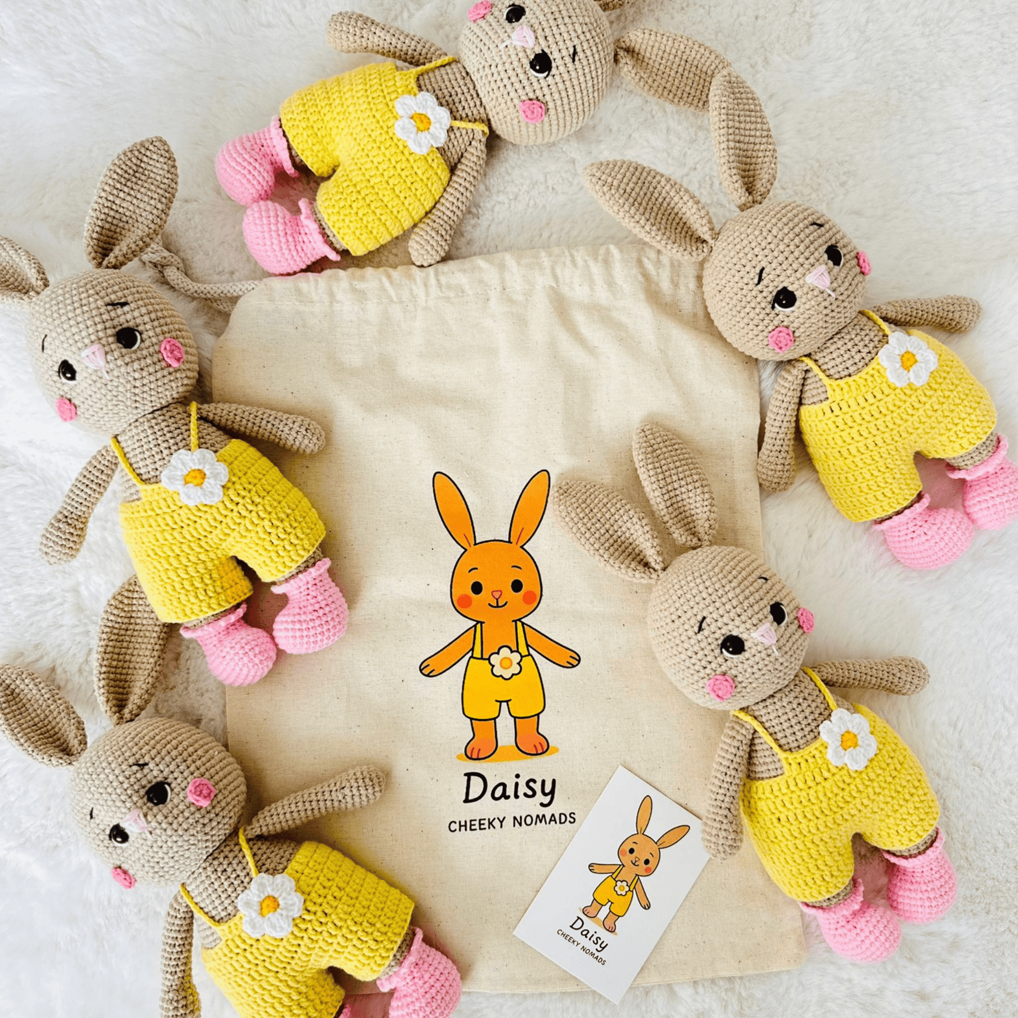 handgemachtes Bio-Amigurumi Kaninchen Daisy