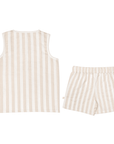 Organic tank top and shorts set - Beige Stripes