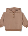 Sweat à capuche en polaire Bio Henley - Taupe