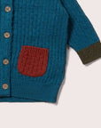 Strickjacke mit Kapuze - Blaugrün