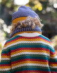 Strickpullover mit Wabenmuster in Regenbogenfarben