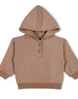 Sweat à capuche en polaire Bio Henley - Taupe