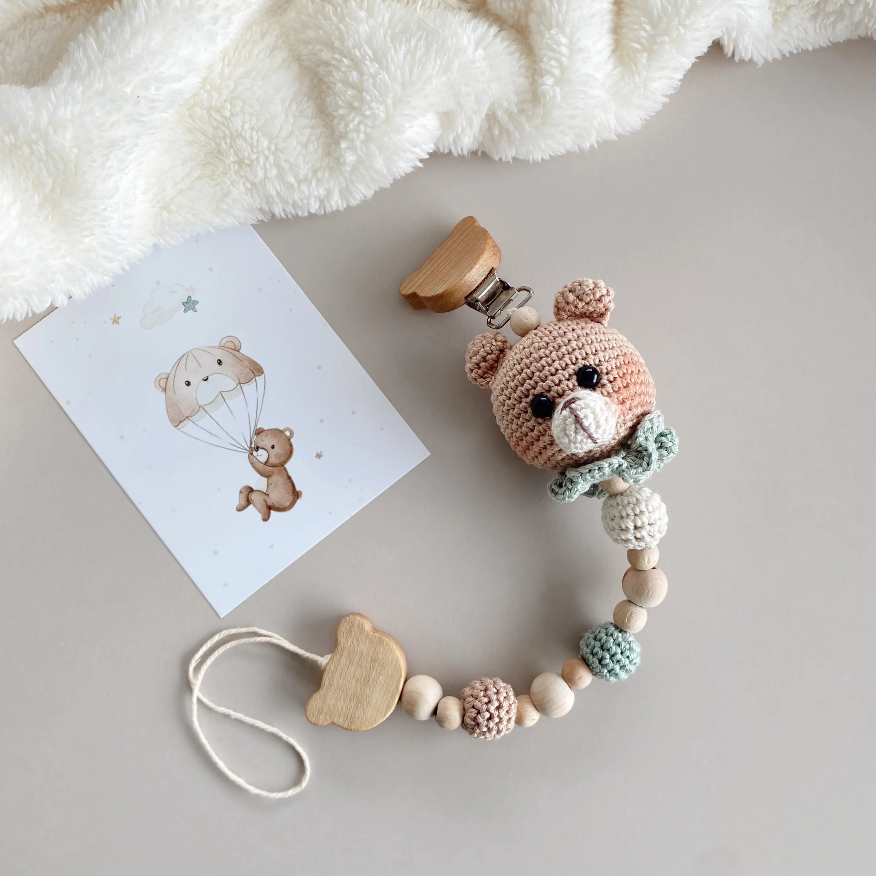 Set per neonati fatto a mano, orsacchiotto di mussola Amigurumi