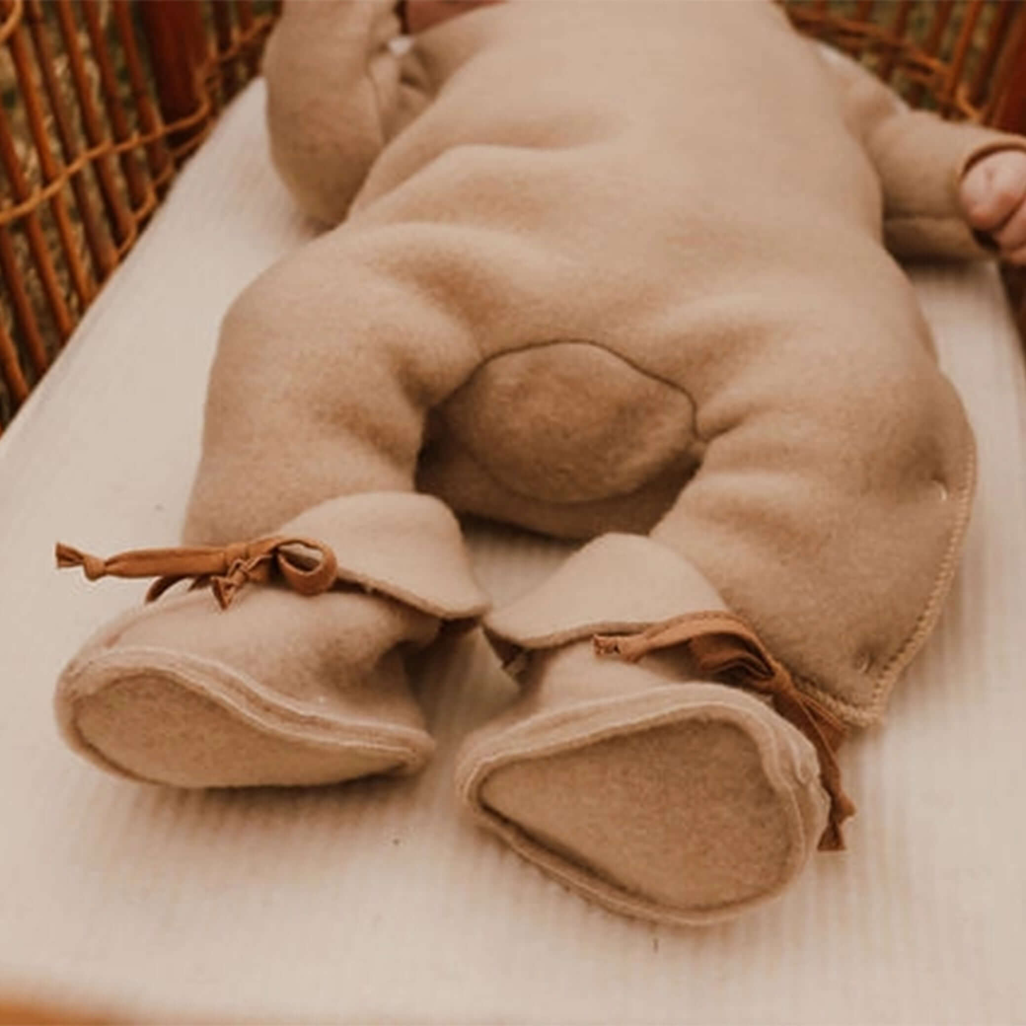 100% Merinowolle Baby Stiefeletten  - Beige