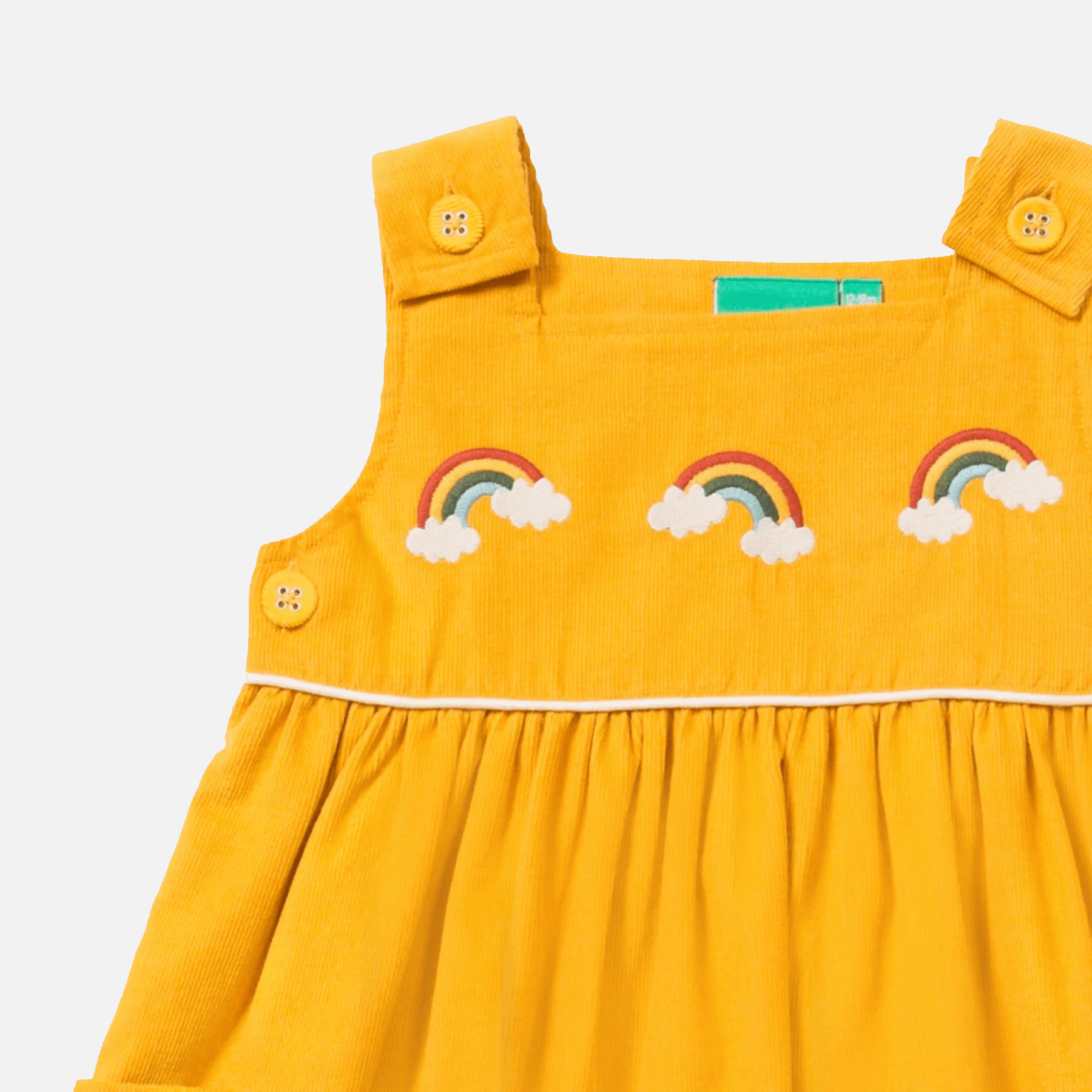 Embroidered Rainbow Corduroy Pinny Kleid - Cheeky Nomads