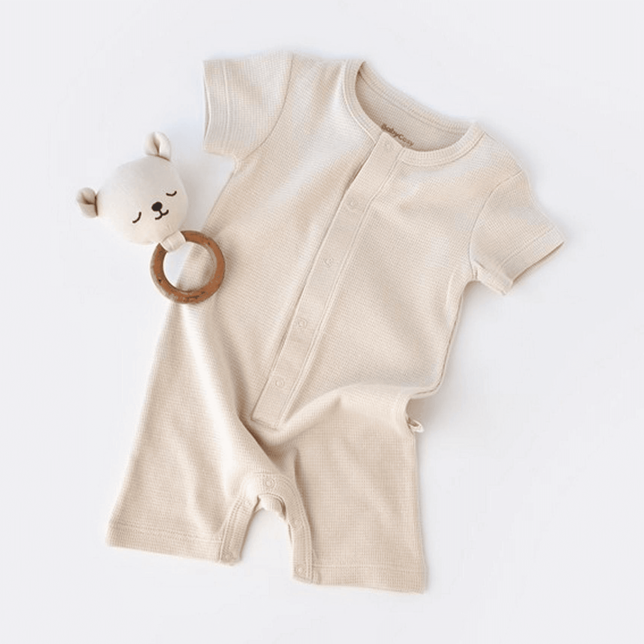 Kurzarm-Strampler aus Bio-Baumwolle - Ecru - Cheeky Nomads